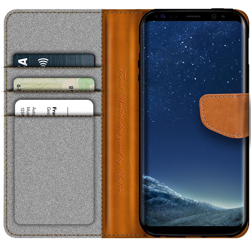 Textil Wallet für Samsung Galaxy S8 Plus in Grau