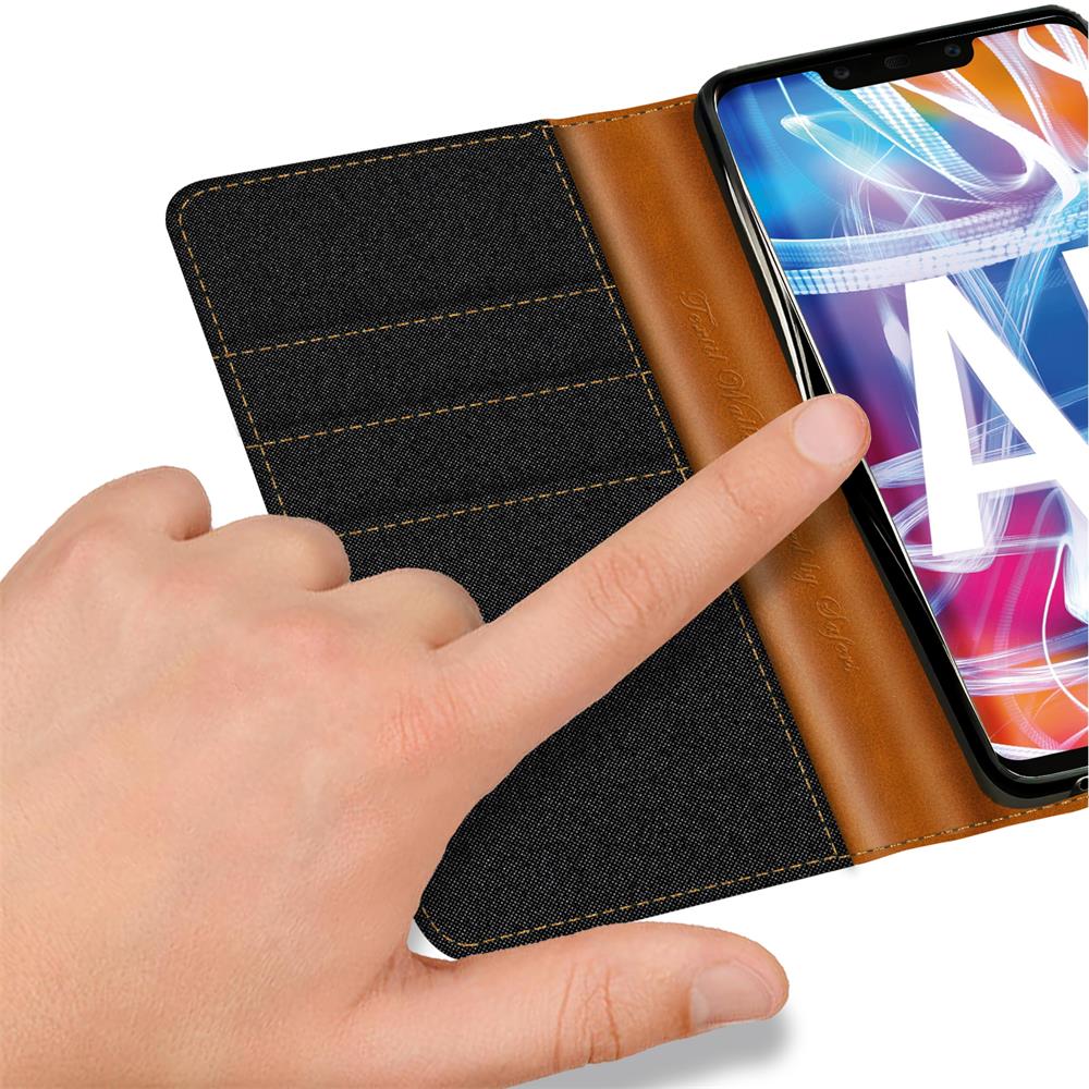 Textil Wallet für Huawei Mate 20 Lite in Schwarz