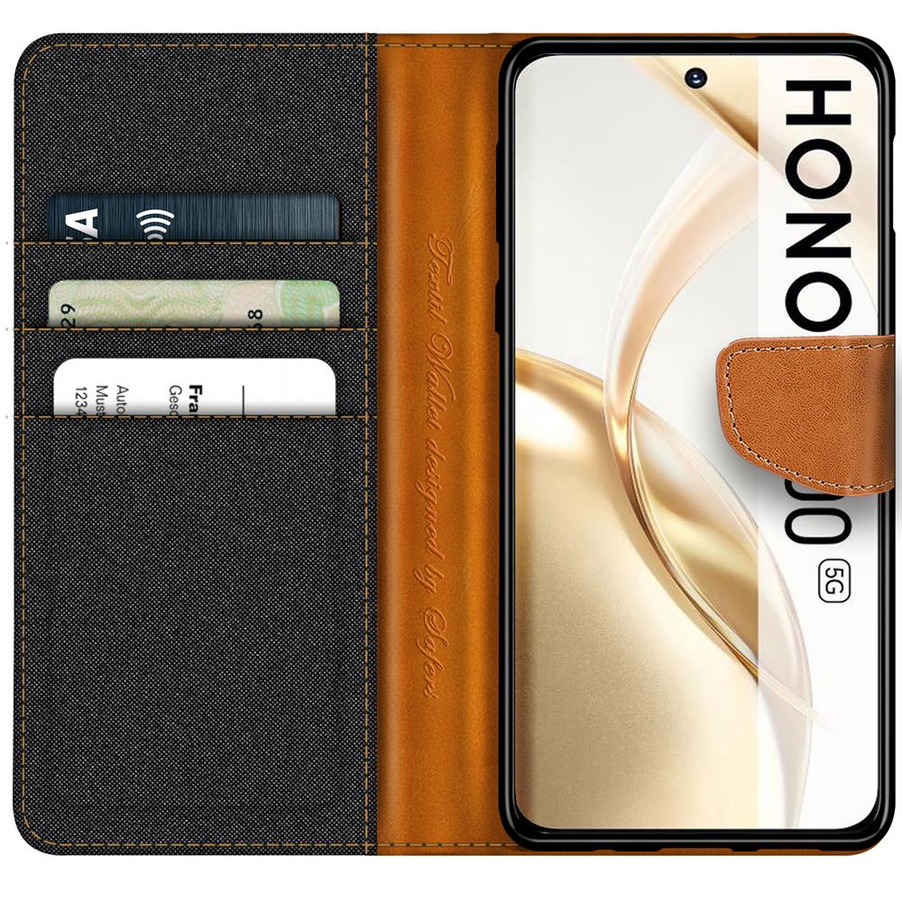 Textil Wallet für Honor 200 in Schwarz
