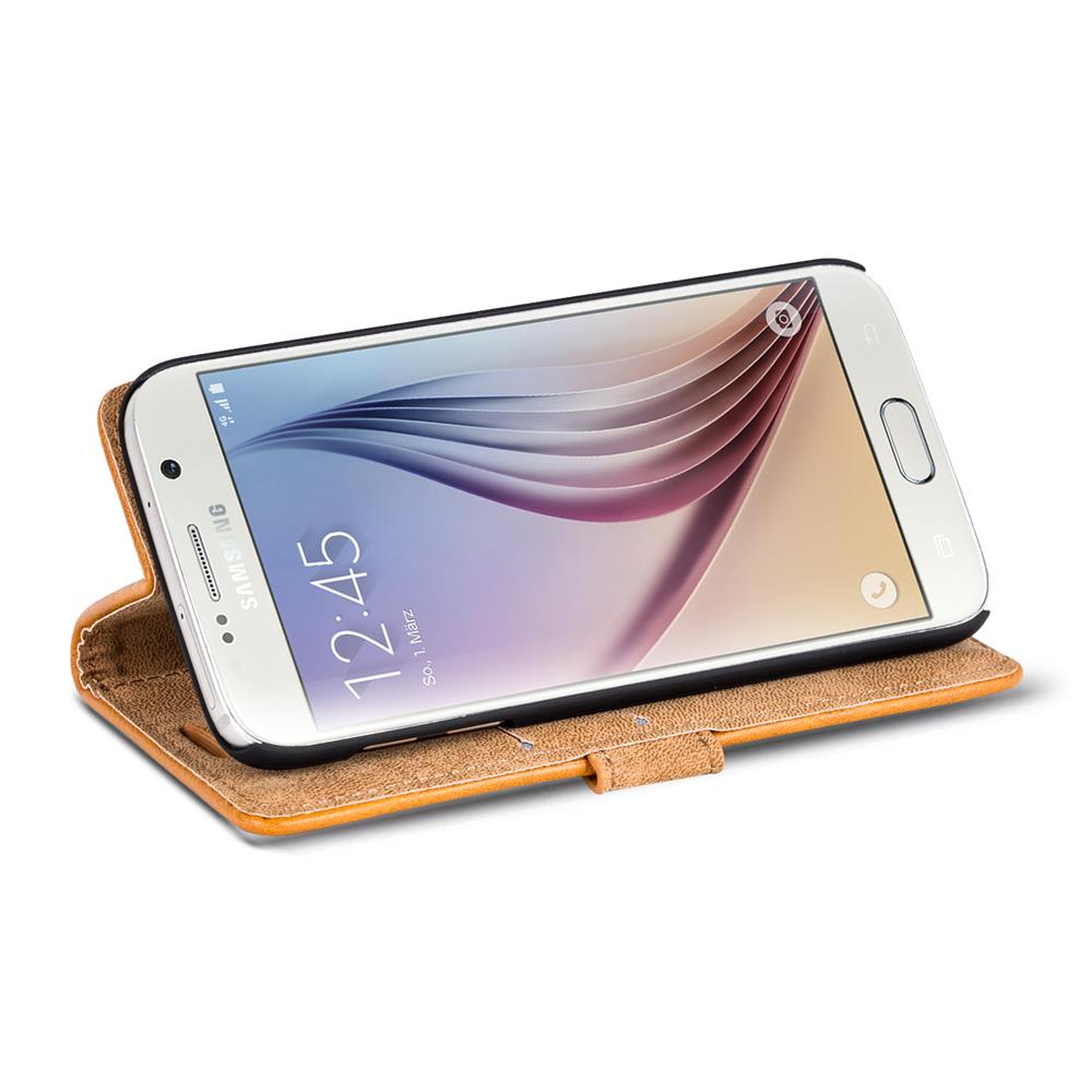 Retro Wallet für Samsung Galaxy S6 in Gelbbraun