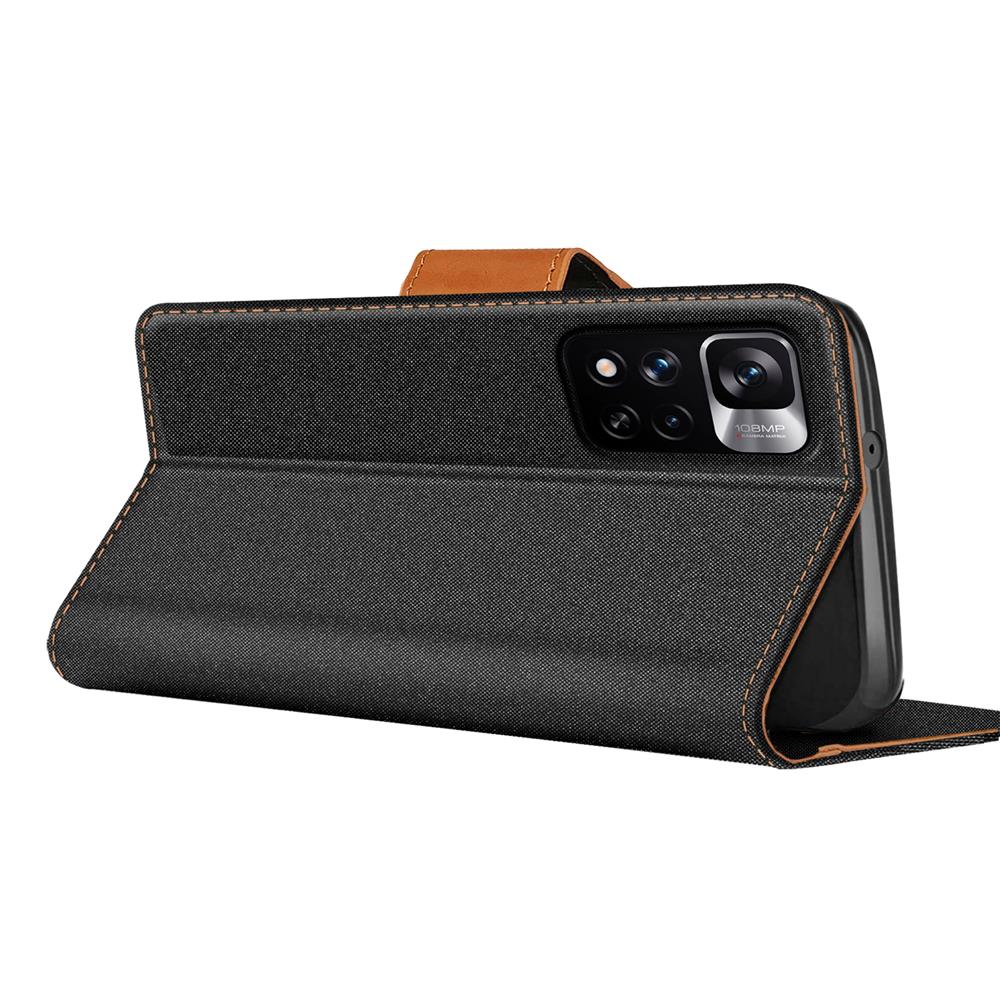 Textil Wallet für Xiaomi Redmi Note 11 Pro Plus 5G in Schwarz