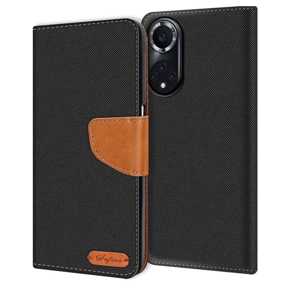 Textil Wallet für Huawei Nova 9 / Honor 50 in Schwarz