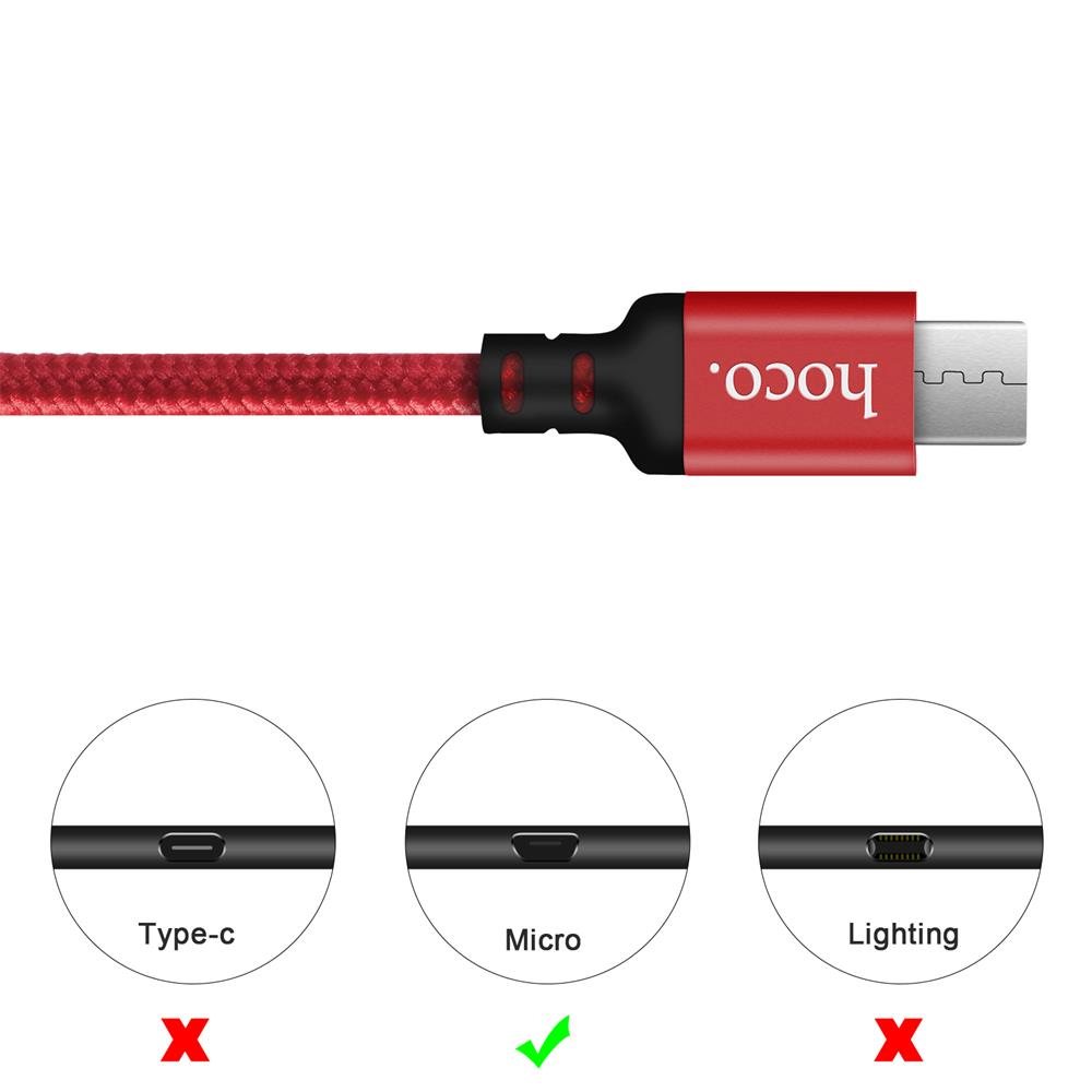 Hoco USB Kabel - X14 microUSB - 2M in Schwarz-Rot