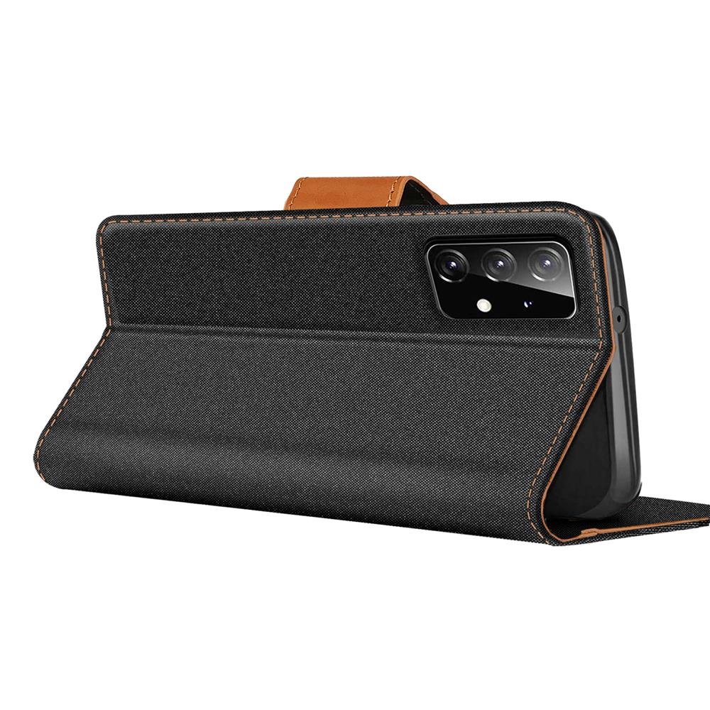 Textil Wallet für Samsung Galaxy A72 in Schwarz