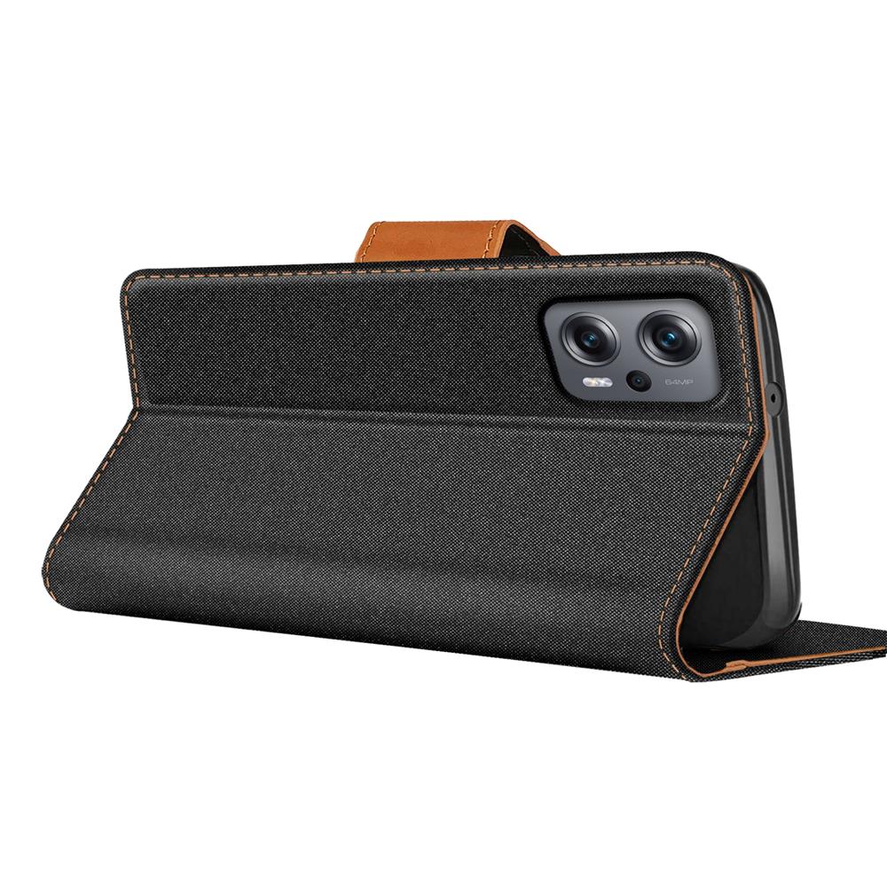 Textil Wallet für Xiaomi Poco X4 GT in Schwarz