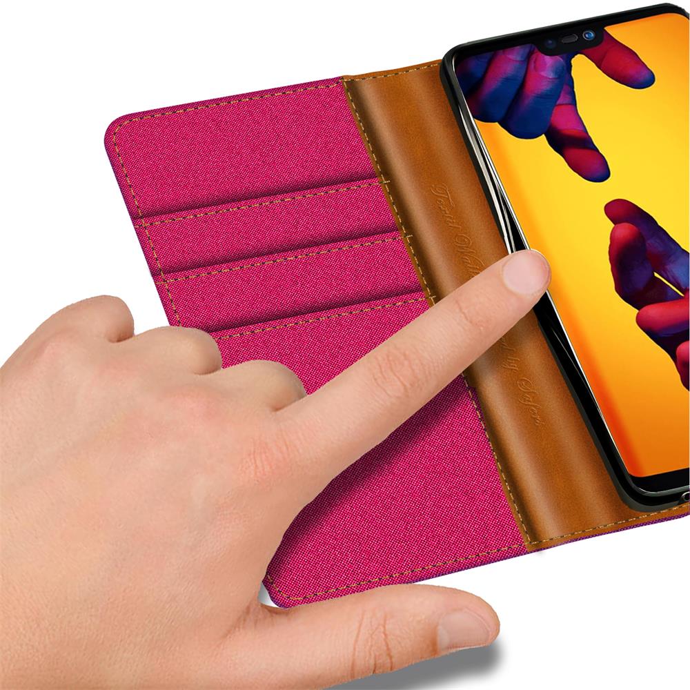 Textil Wallet für Huawei P20 Lite in Pink