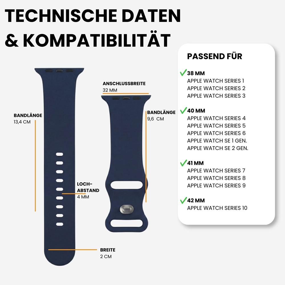 Silikonarmband Butterfly Apple Watch 1-11/SE1-3 - 38/40/41/42mm in Mitternachtsblau - Größe L