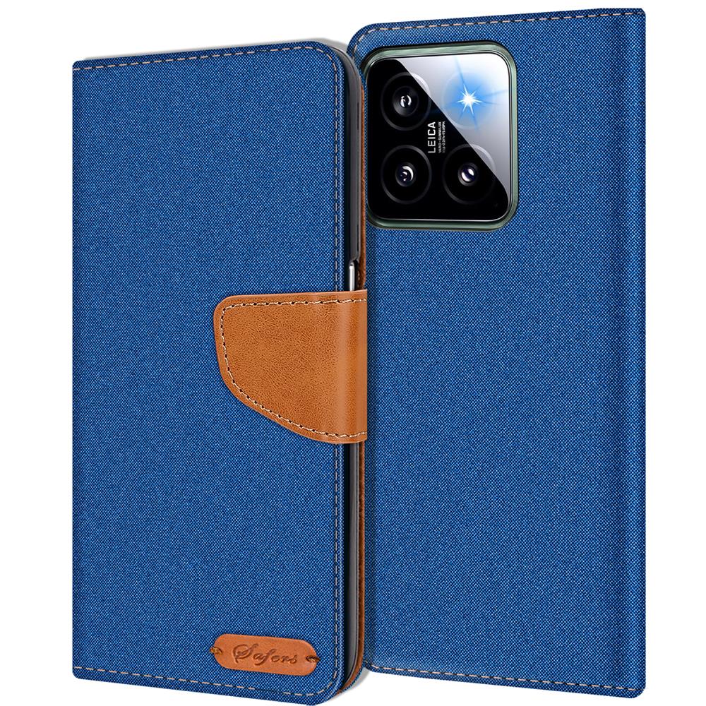 Textil Wallet für Xiaomi 14 Pro in Blau