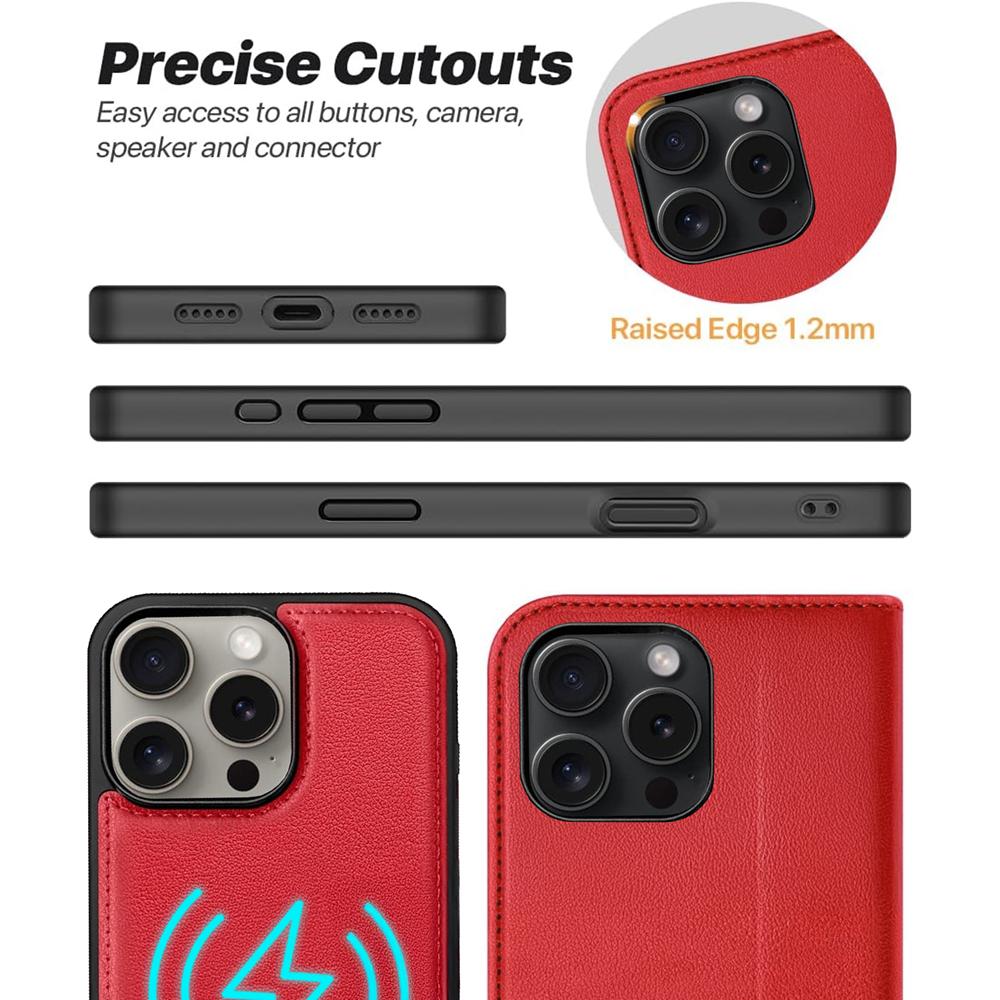 Magnetic Wallet für Apple iPhone 16 Pro Max in Rot