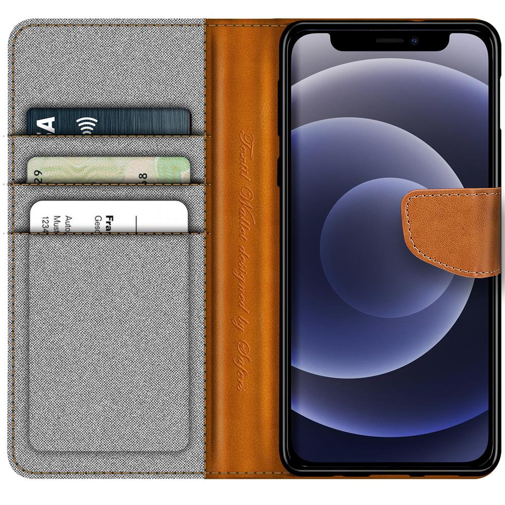 Textil Wallet für Apple iPhone 12 Mini in Grau