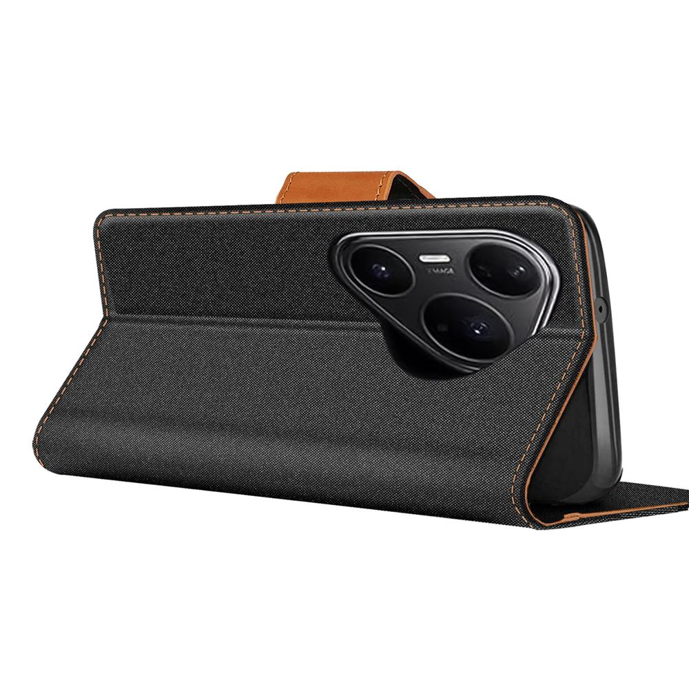 Textil Wallet für Huawei Pura 80 Ultra in Schwarz