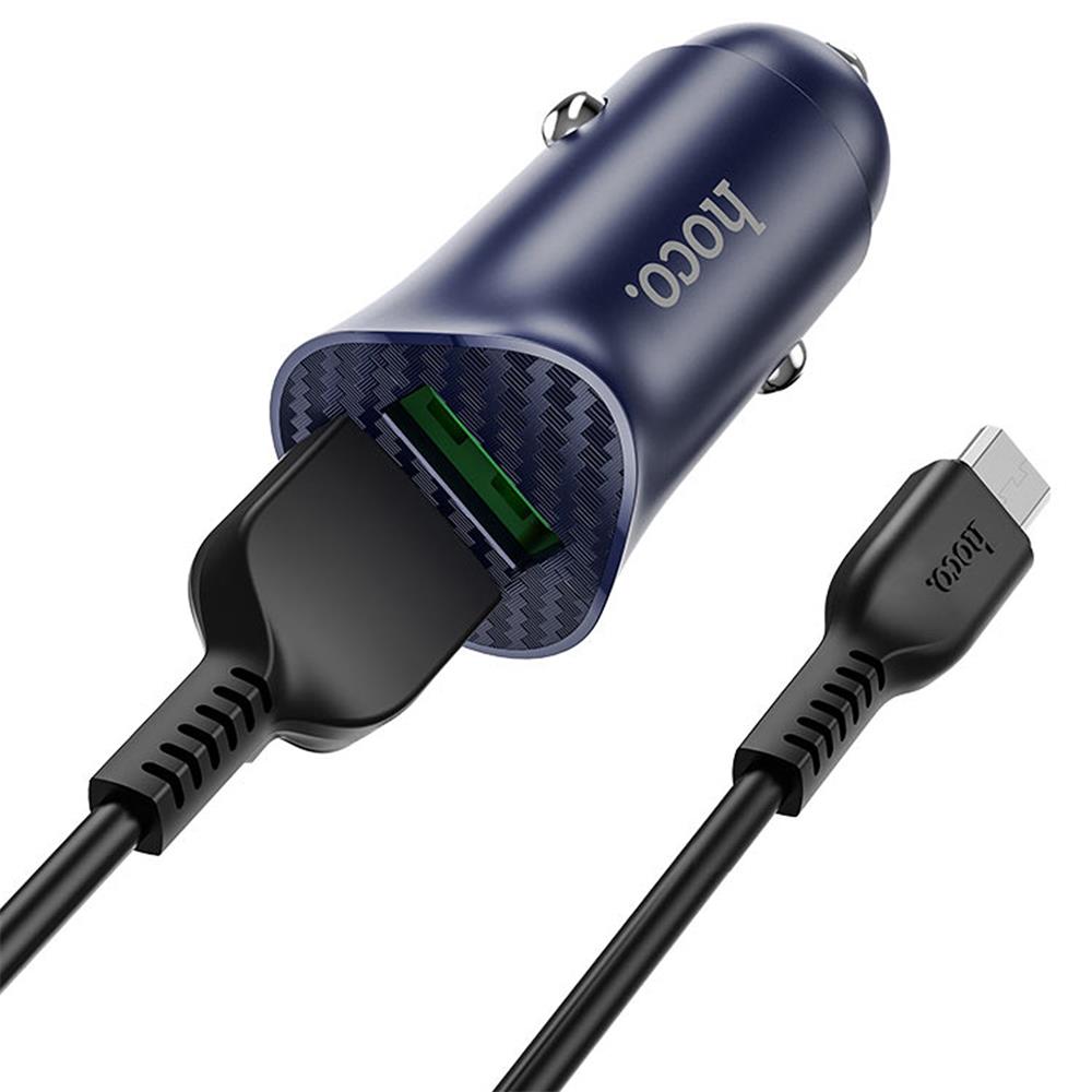 Kfz-Ladegerät Hoco - Z39 microUSB in Blau