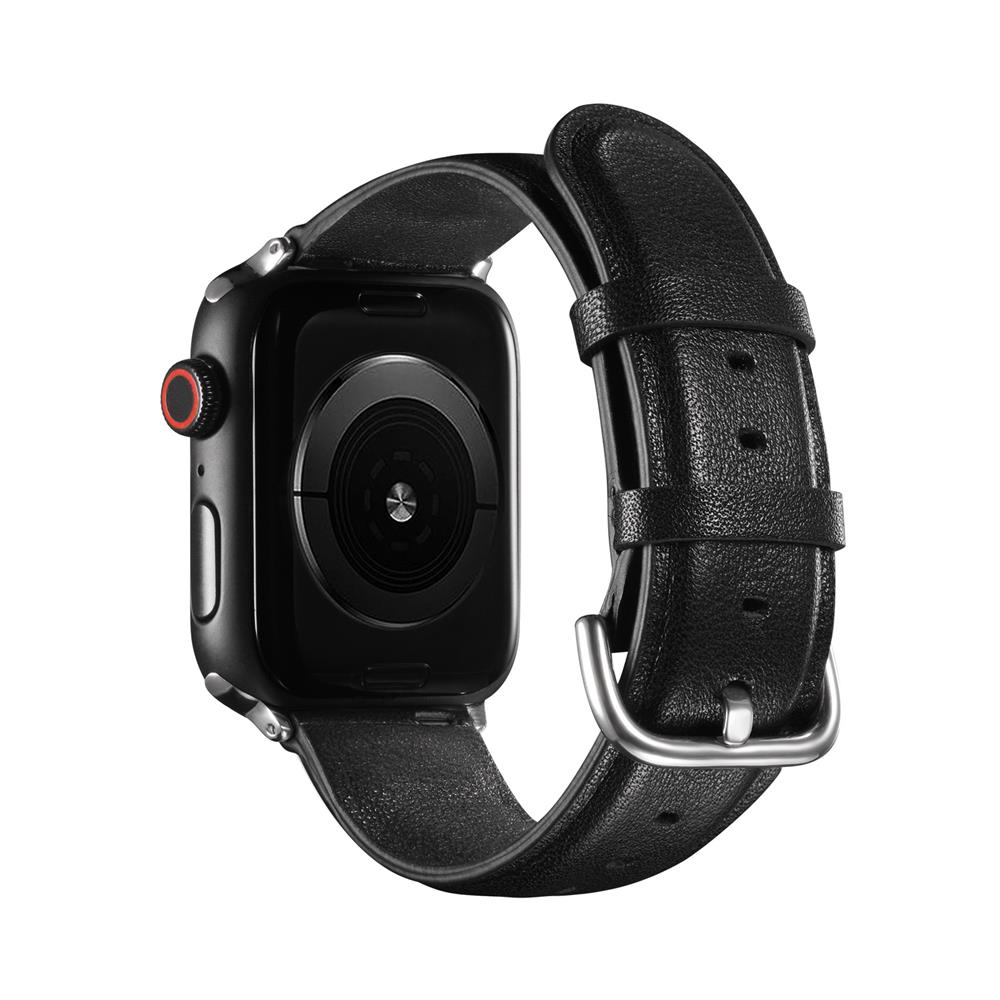 Fitnessarmband LEDER für Apple Watch 1-9 - 42/44/45 Gr. L in Schwarz