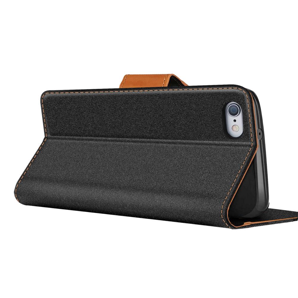 Textil Wallet für Apple iPhone 6 Plus / 6S Plus in Schwarz