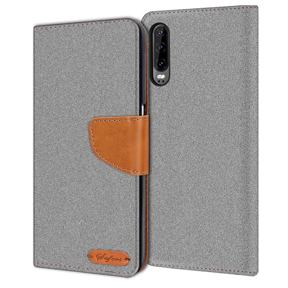 Textil Wallet für Huawei P30 in Grau