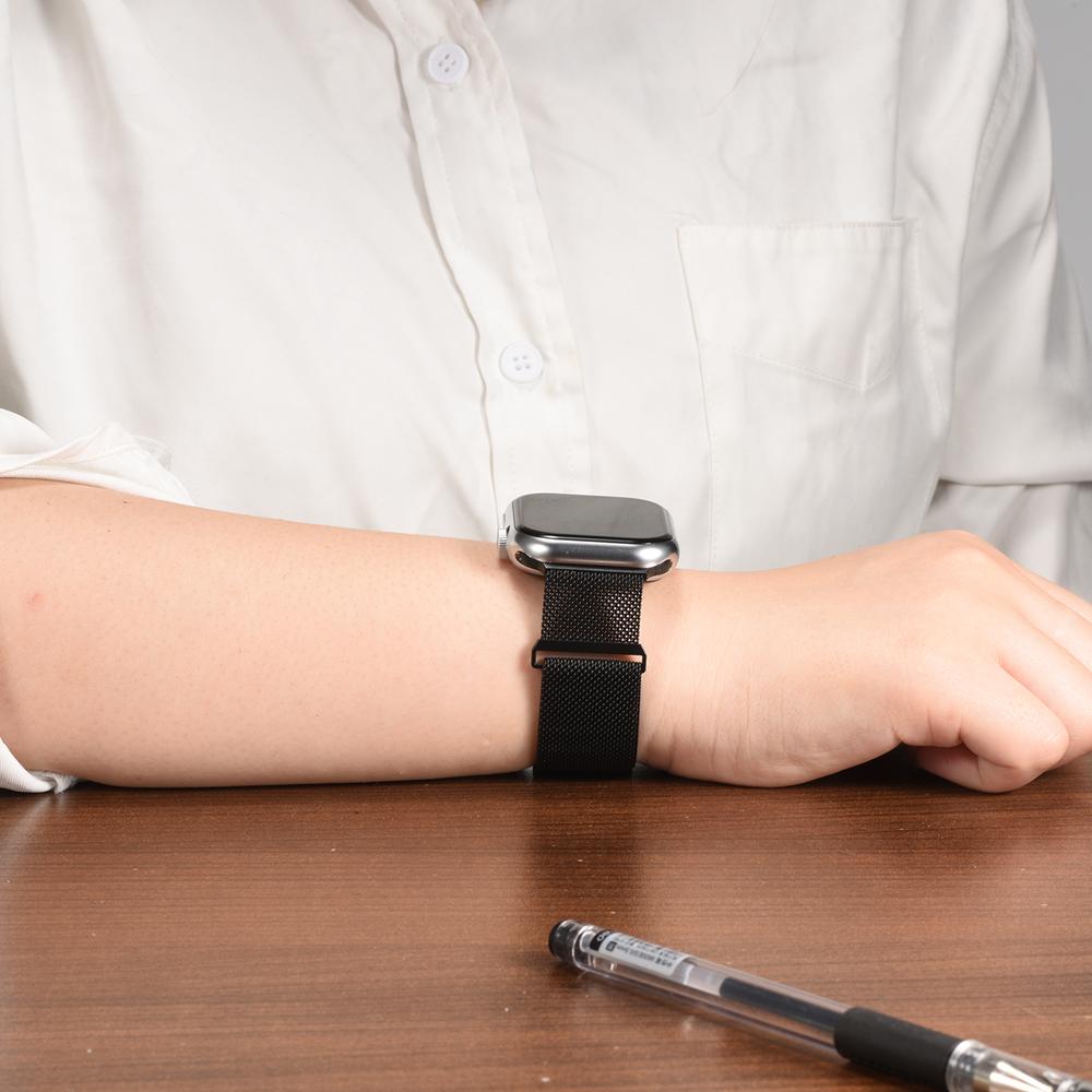 Milanese Edelstahlarmband Apple Watch 1-11/SE1-3/Ultra1-3 - 42/44/45/49mm in Schwarz - Universal