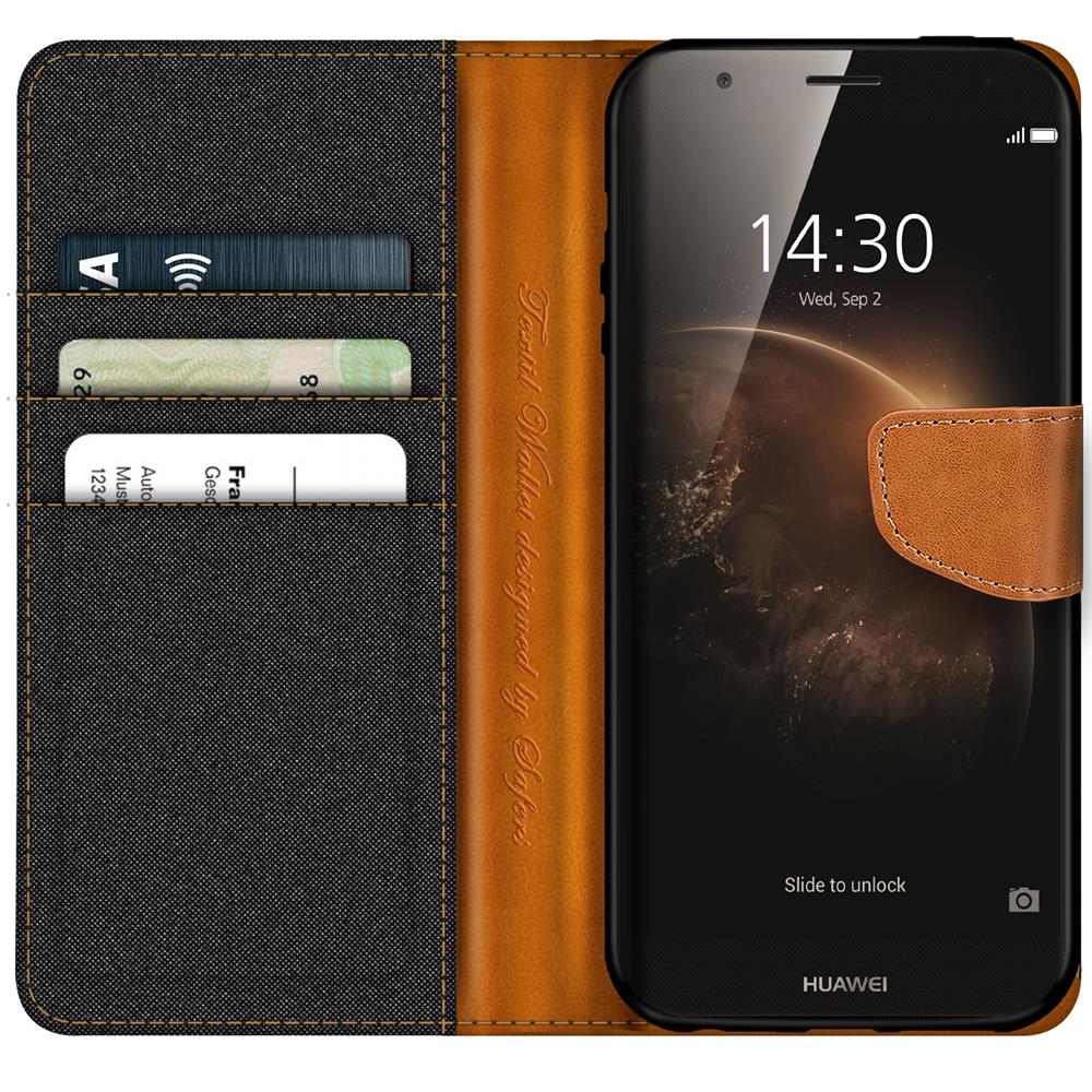 Textil Wallet für Huawei G8 in Schwarz