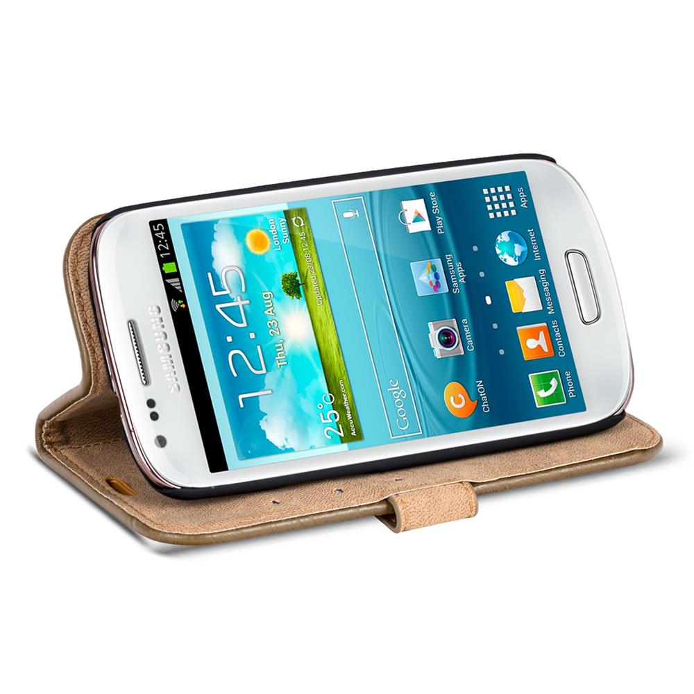 Retro Wallet für Samsung Galaxy S3 Mini in Mocca