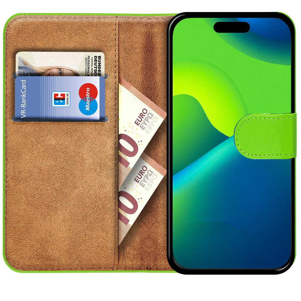 Basic Wallet für Apple iPhone 15 Plus in Grün