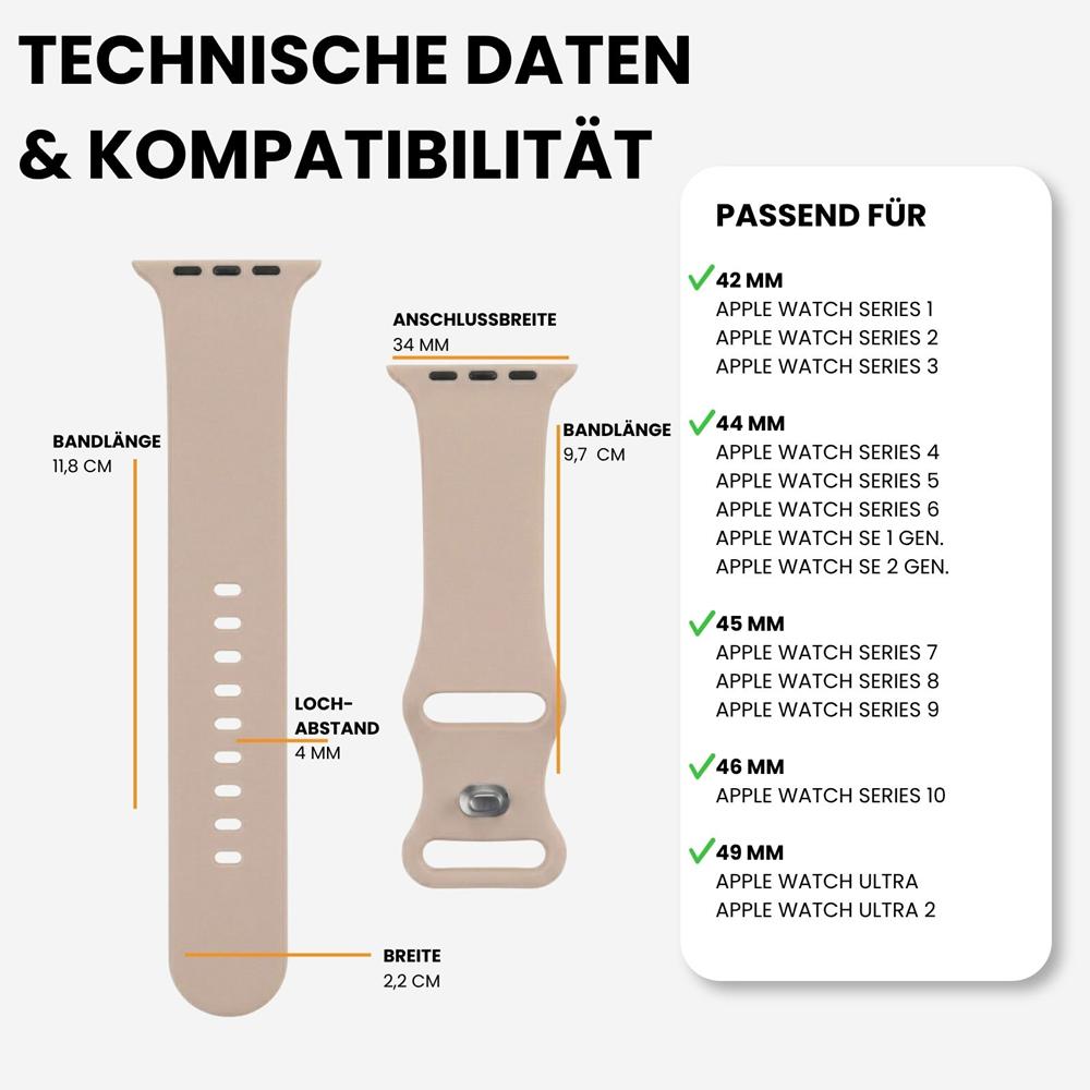Silikonarmband Butterfly Apple Watch 1-11/SE1-3/Ultra1-3 - 42/44/45/49mm in Sandrosa - Größe S