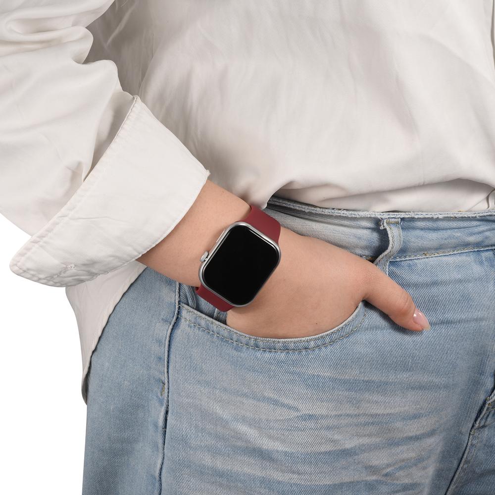 Silikonarmband Butterfly Apple Watch 1-11/SE1-3/Ultra1-3 - 42/44/45/49mm in Weinrot - Größe L