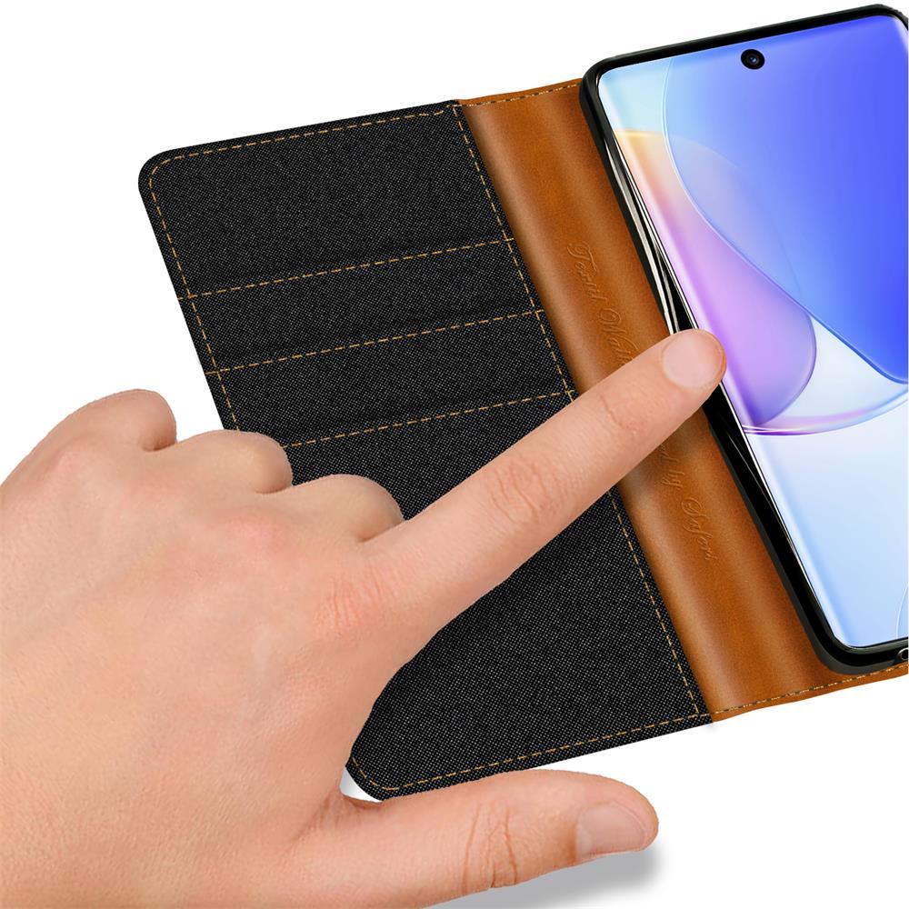 Textil Wallet für Huawei Nova 9 SE in Schwarz