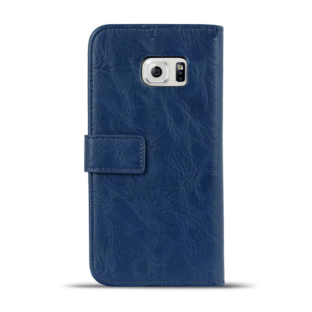 Retro Wallet für Samsung Galaxy S6 Edge in Blau