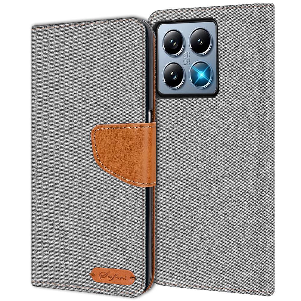Textil Wallet für Xiaomi 14T Pro in Grau