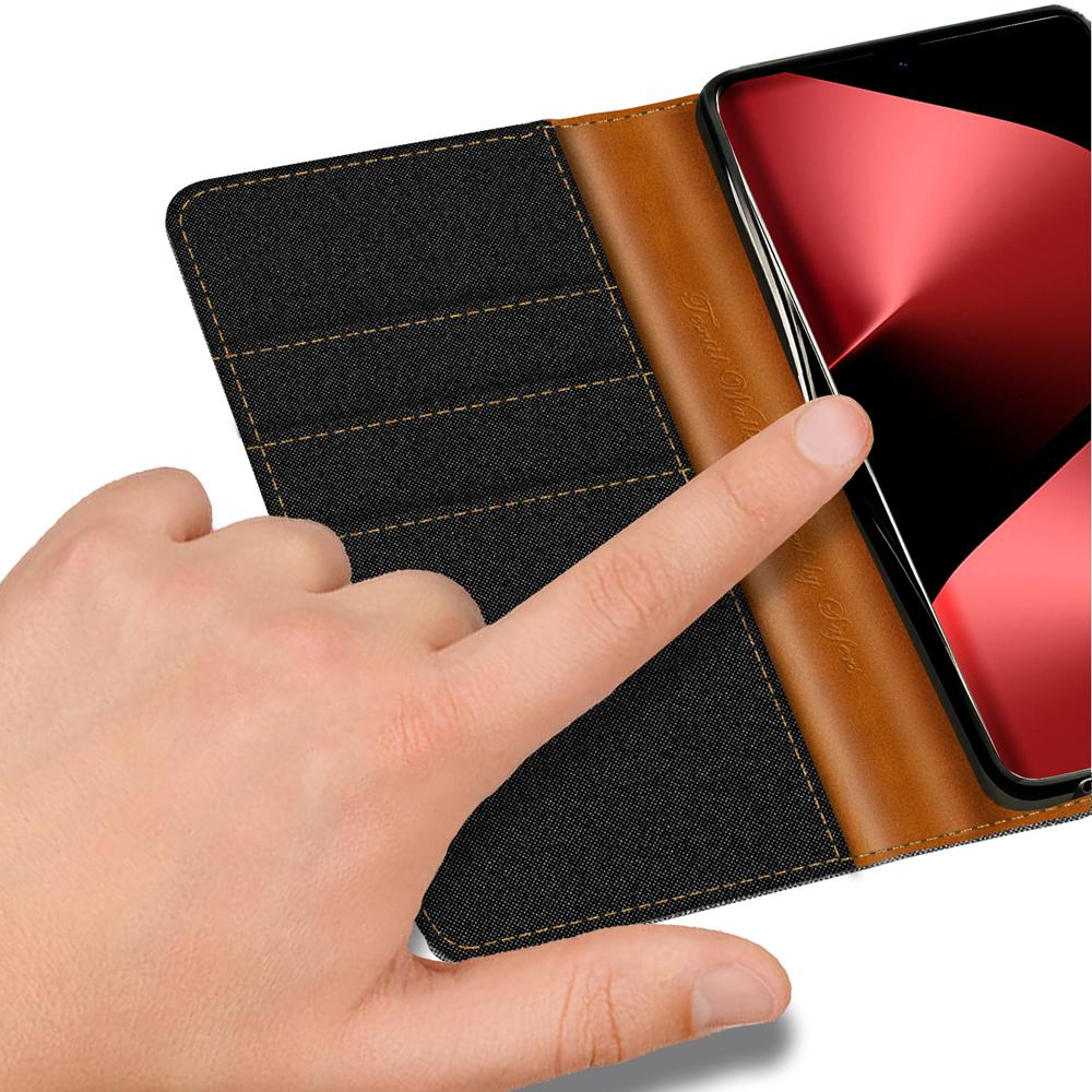Textil Wallet für Huawei Pura 80 Ultra in Schwarz