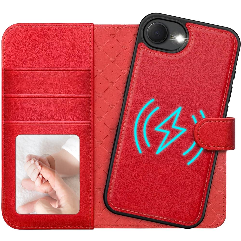 Magnetic Wallet für Apple iPhone 16e in Rot