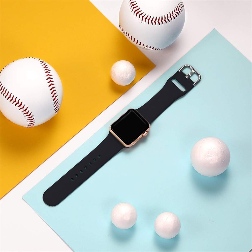 Fitnessarmband TPU für Apple Watch 1-9 - 42/44/45 - Gr. S in Schwarz