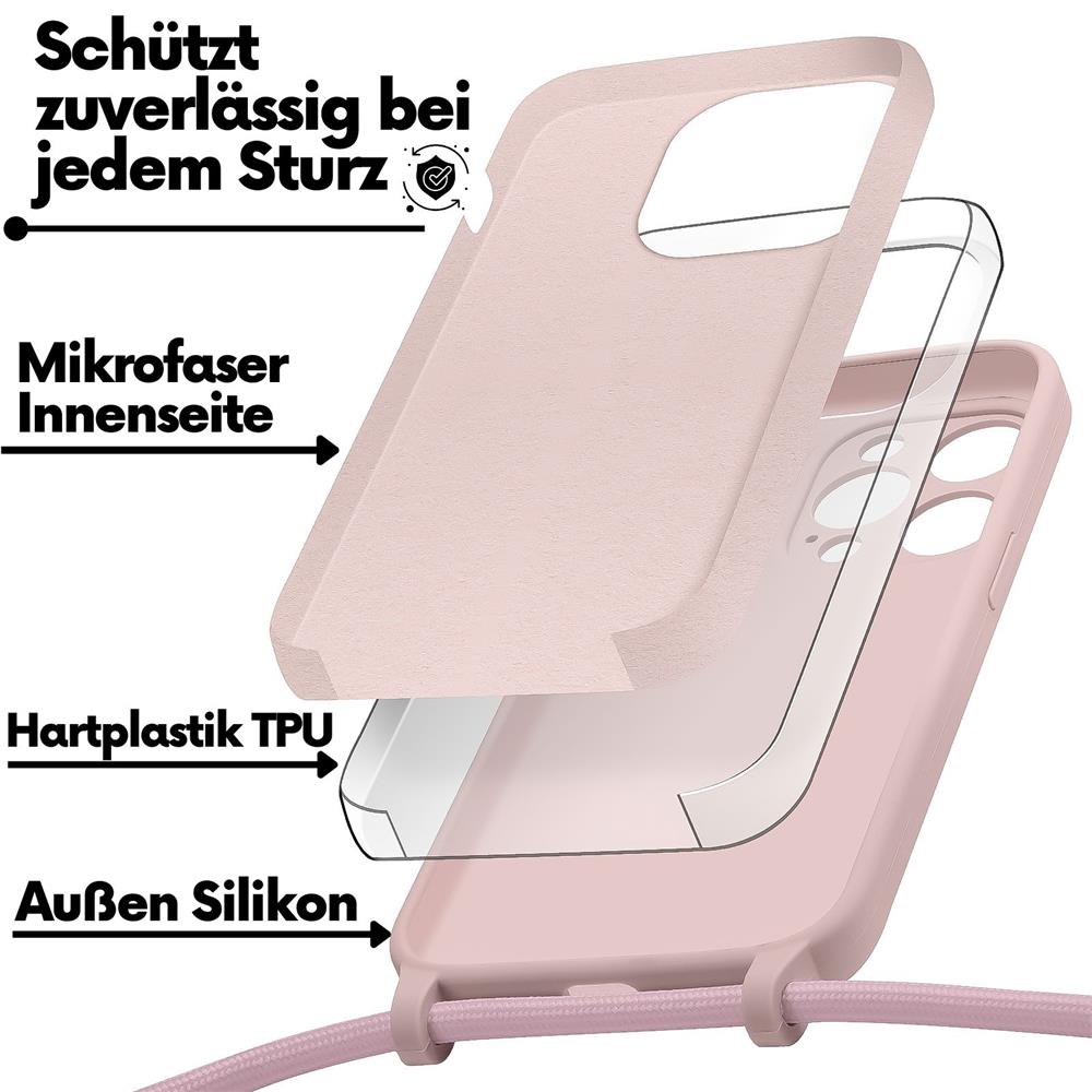 Connect Case Colour inkl. Kette für Apple iPhone 15 Pro Max in Creme