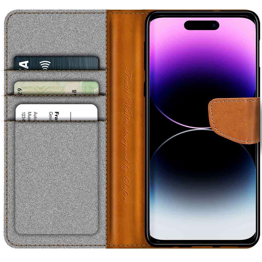 Textil Wallet für Apple iPhone 15 Pro Max in Grau