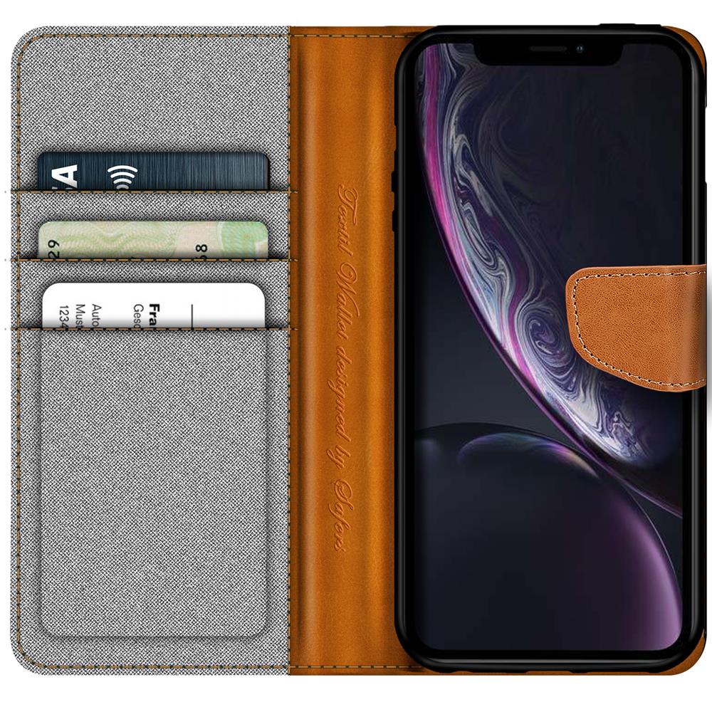 Textil Wallet für Apple iPhone XR in Grau
