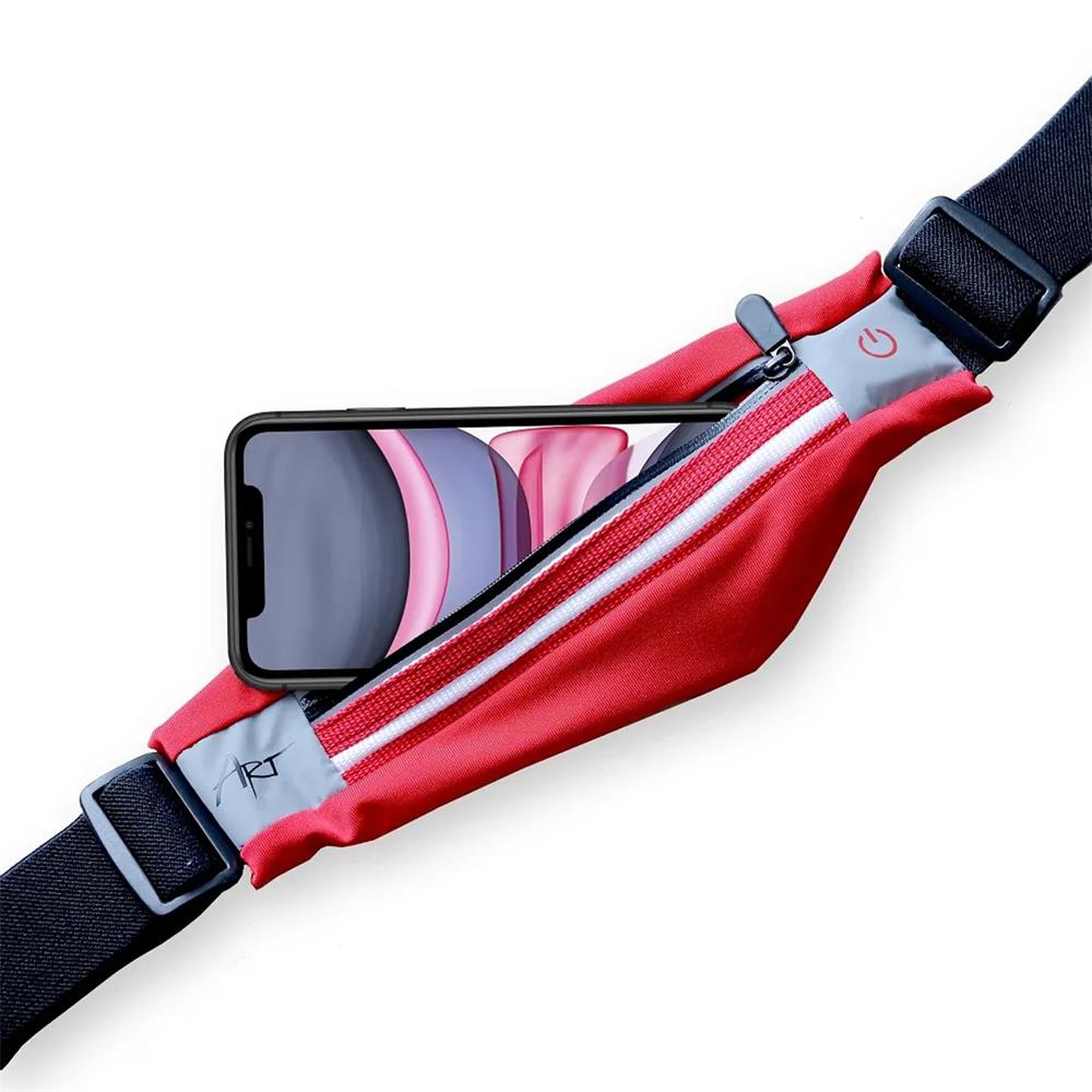 Sport Handy Hüftgürtel mit LED Beleuchtung in Rot