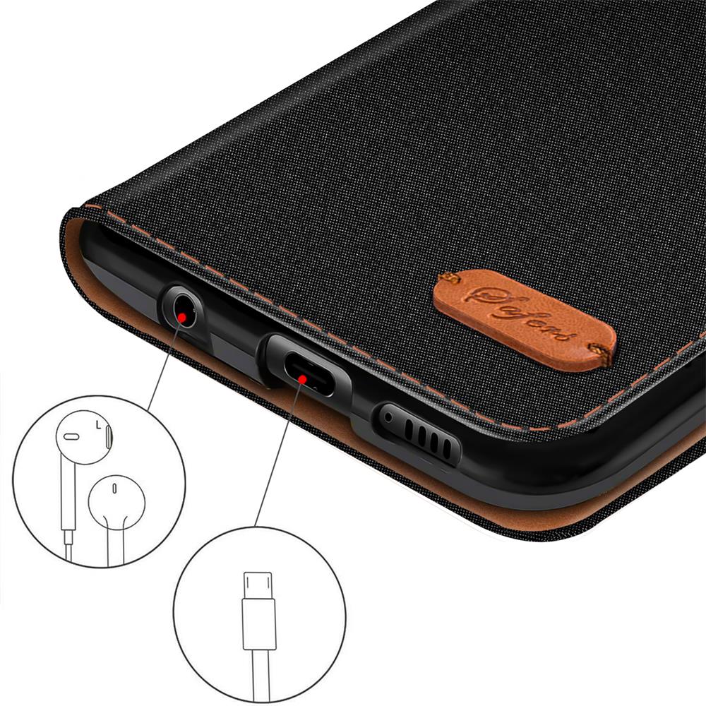 Textil Wallet für Samsung Galaxy XCover 4 in Schwarz