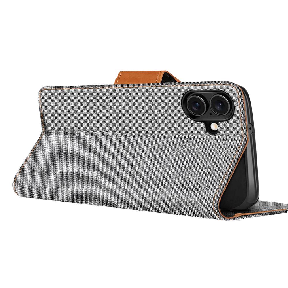 Textil Wallet für Apple iPhone 16 Plus in Grau