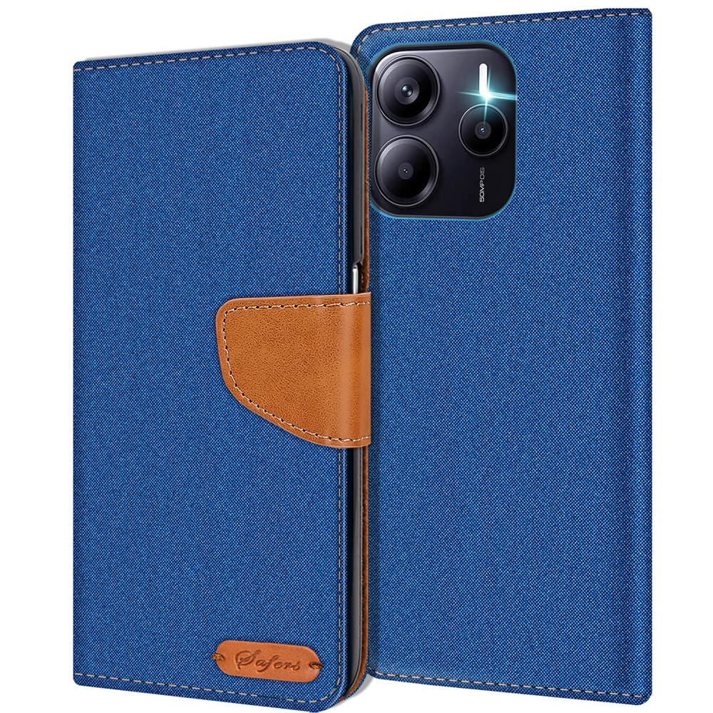 Textil Wallet für Xiaomi Redmi Note 14 5G in Blau