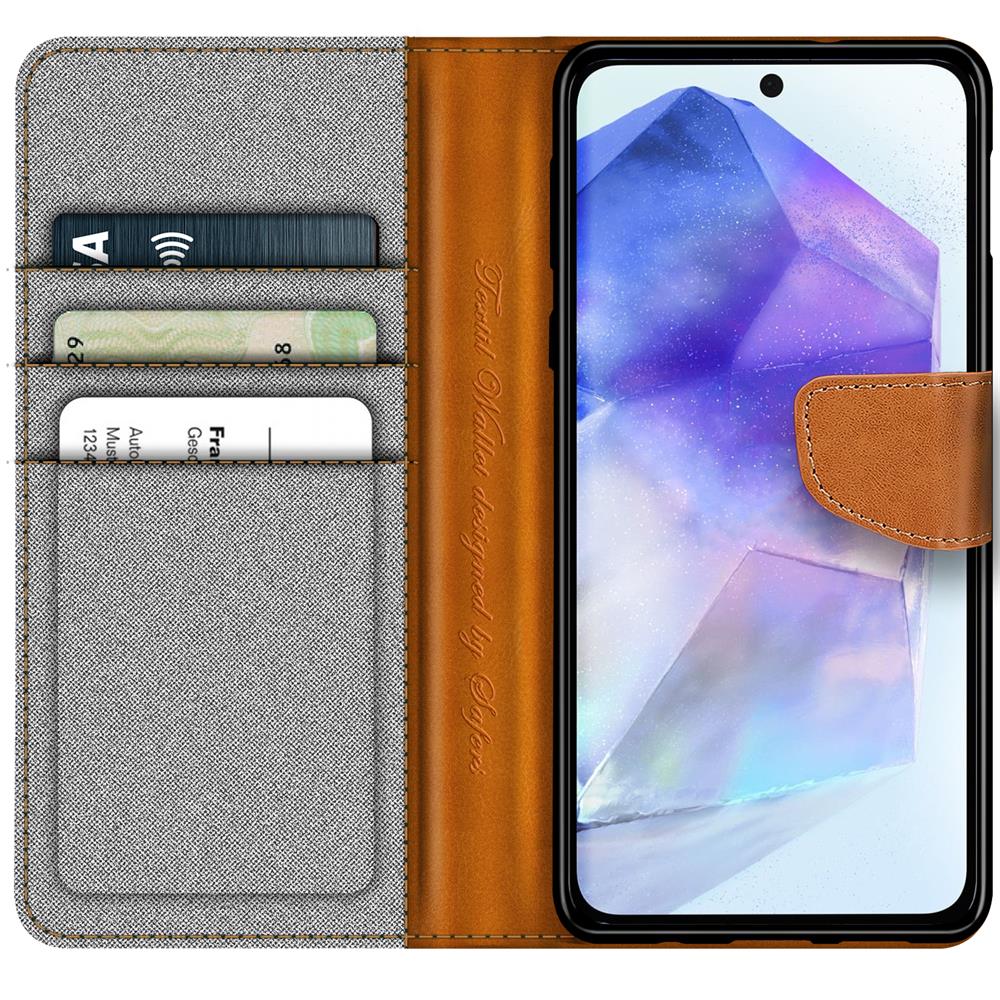Textil Wallet für Samsung Galaxy A55 5G in Grau