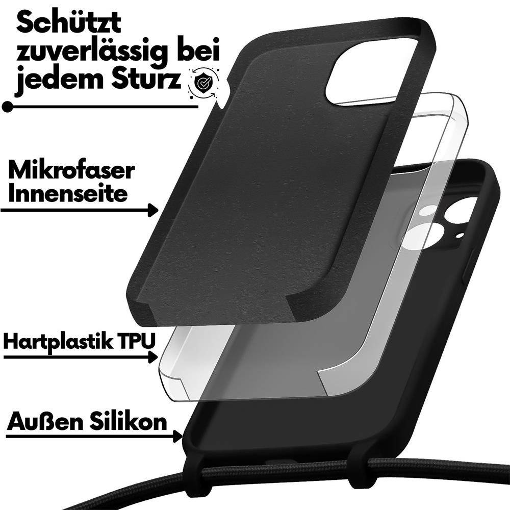 Connect Case Colour inkl. Kette für Apple iPhone 7 / 8 / SE 2 / SE 3 in Schwarz