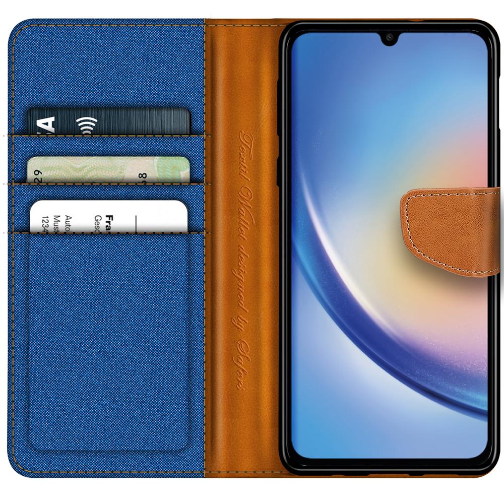 Textil Wallet für Samsung Galaxy A54 5G in Blau