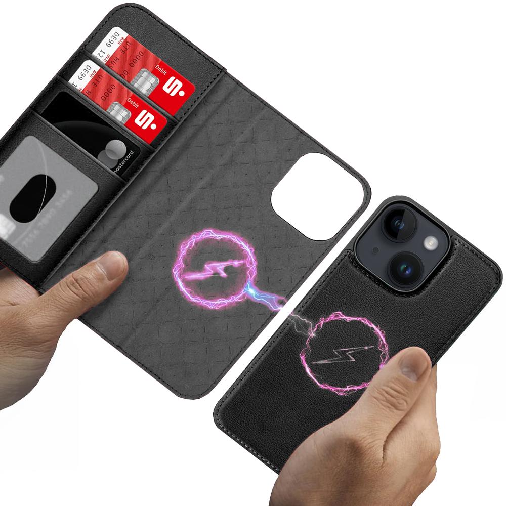 Magnetic Wallet für Apple iPhone 15 in Schwarz