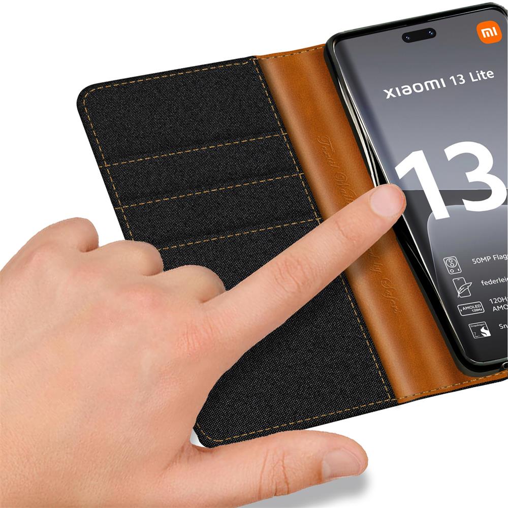 Textil Wallet für Xiaomi 13 Lite in Schwarz