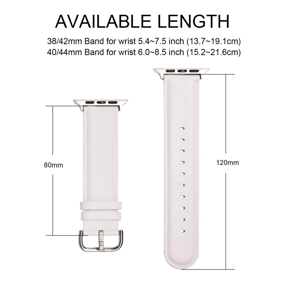 Fitnessarmband LEDER für Apple Watch 1-9 - 42/44/45 Gr. L in Weiss