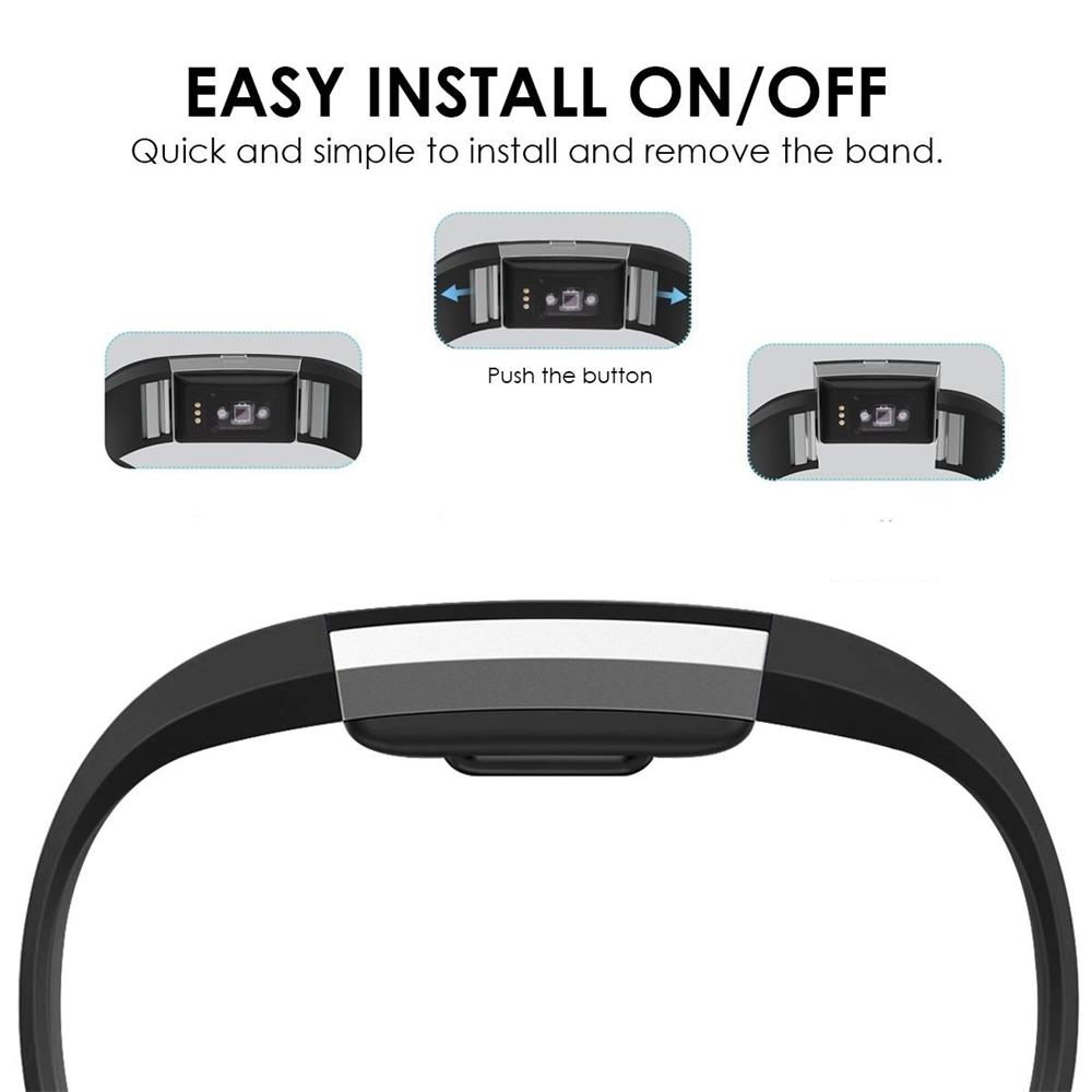 Fitnessarmband TPU für Fitbit Charge 2 - Größe L in Schwarz