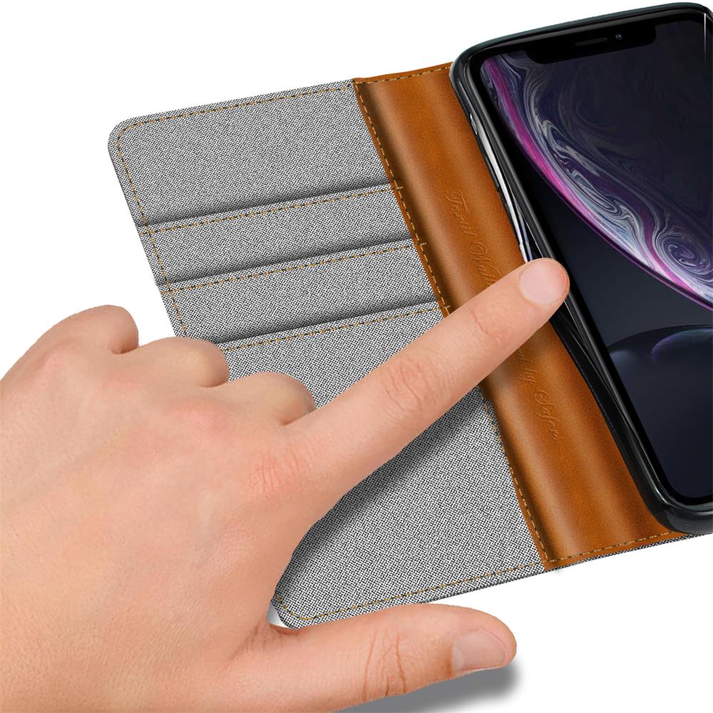 Textil Wallet für Apple iPhone XR in Grau