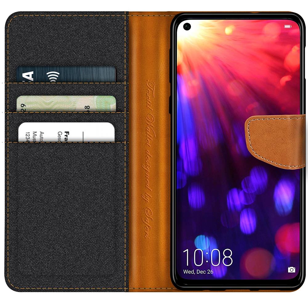 Textil Wallet für Honor View 20 in Schwarz