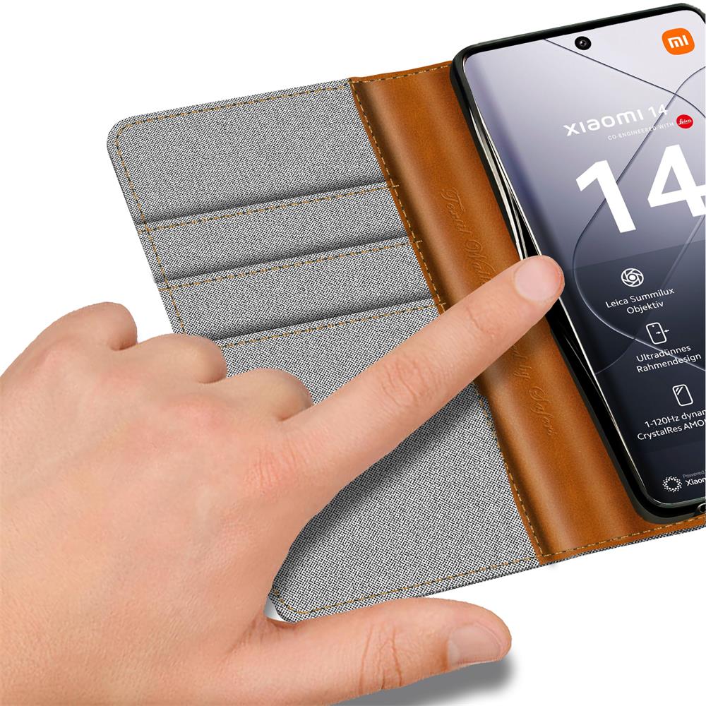 Textil Wallet für Xiaomi 14 Ultra in Grau