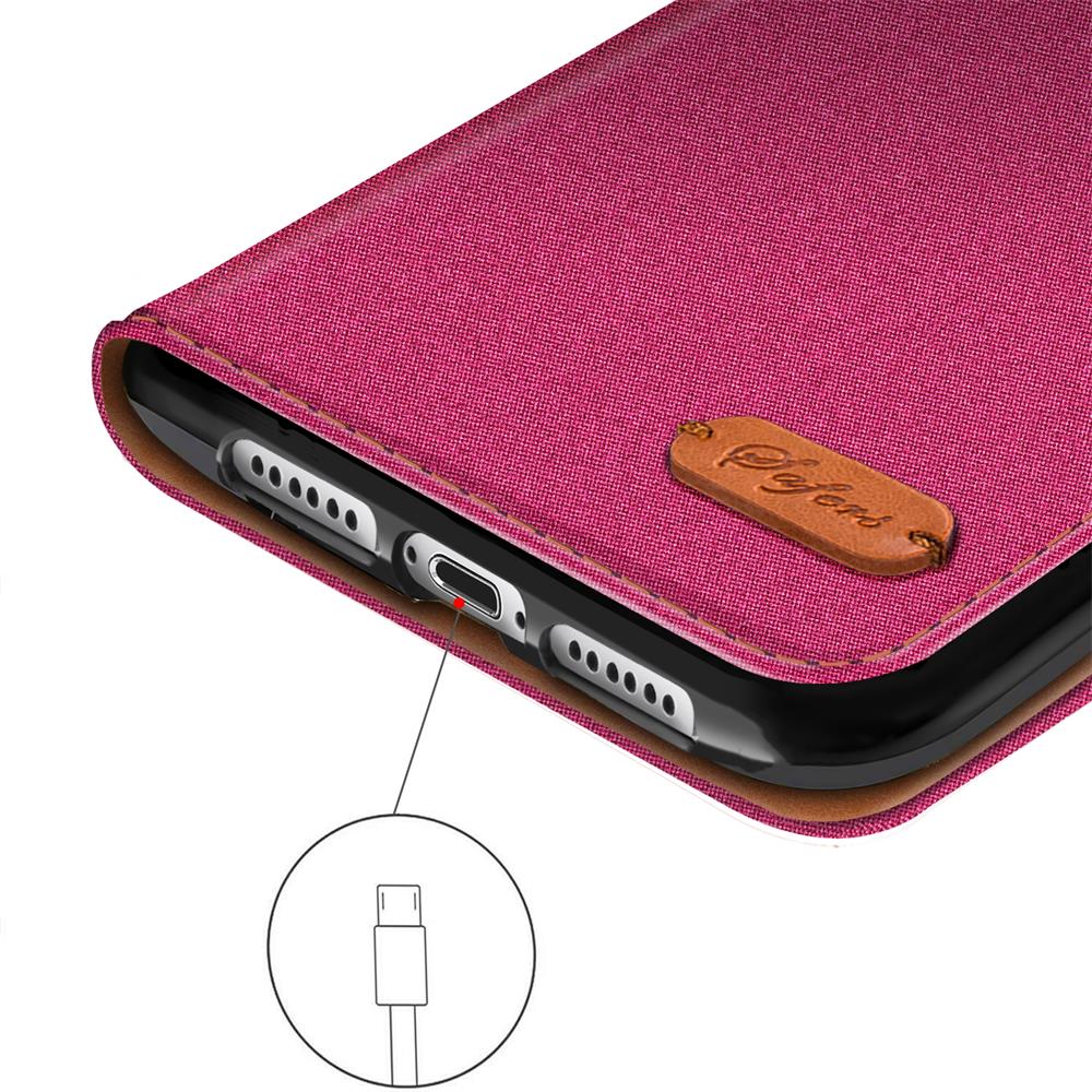 Textil Wallet für Apple iPhone 7 Plus / 8 Plus in Pink