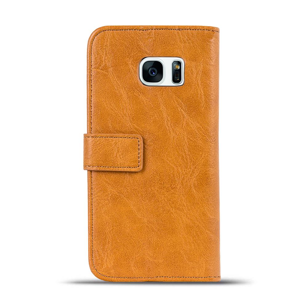 Retro Wallet für Samsung Galaxy S7 Edge in Gelbbraun